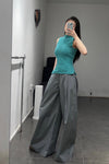 SWAYING/KNIT cotton wide-leg pants SW24SS3B60 gray blue